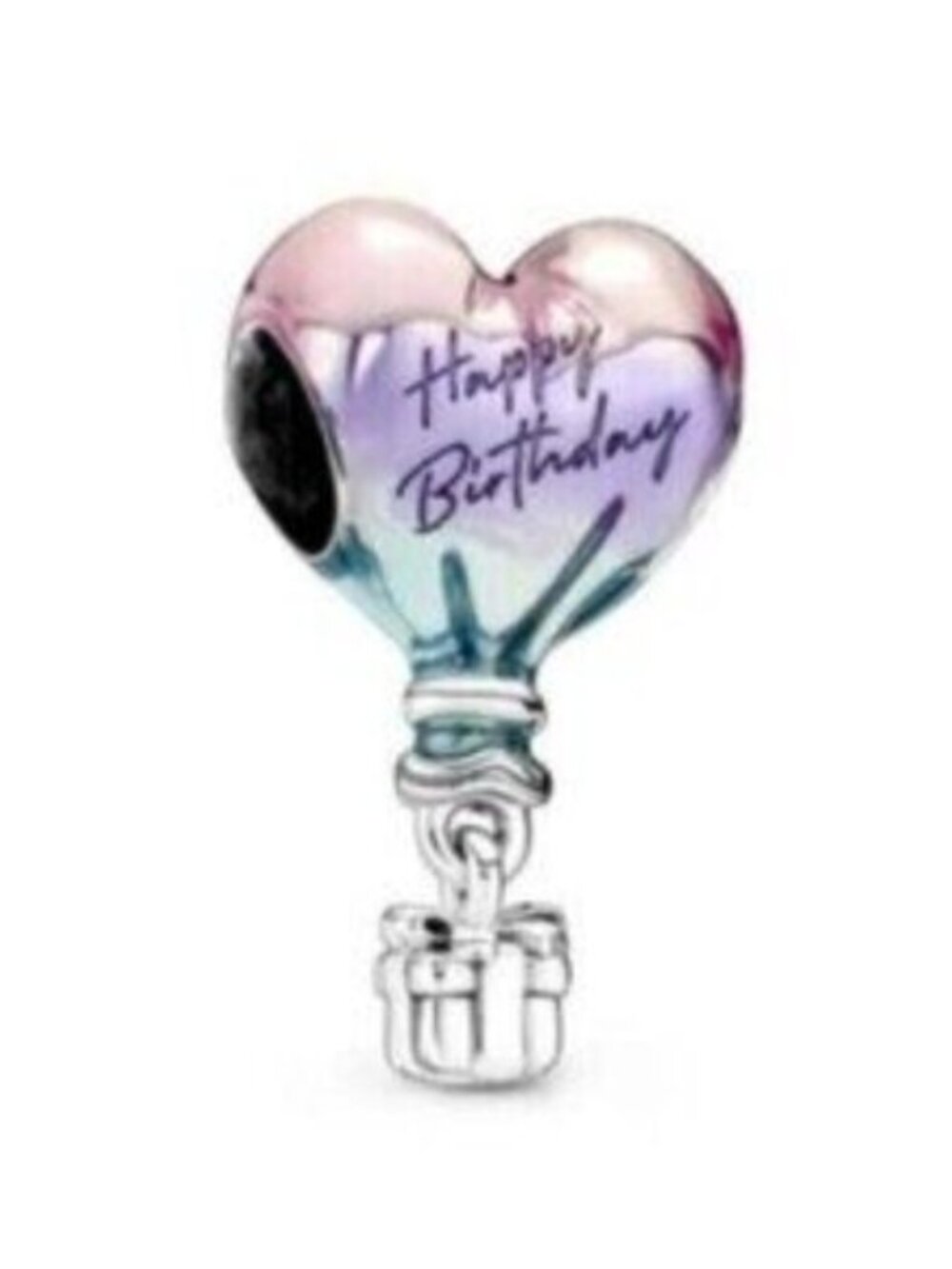 Pandora Iridescent Heart 'Happy Birthday' Dangle Charm - Pink Purple Blue